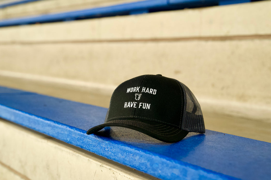 Work Hard Have Fun LB Black Mesh Hat